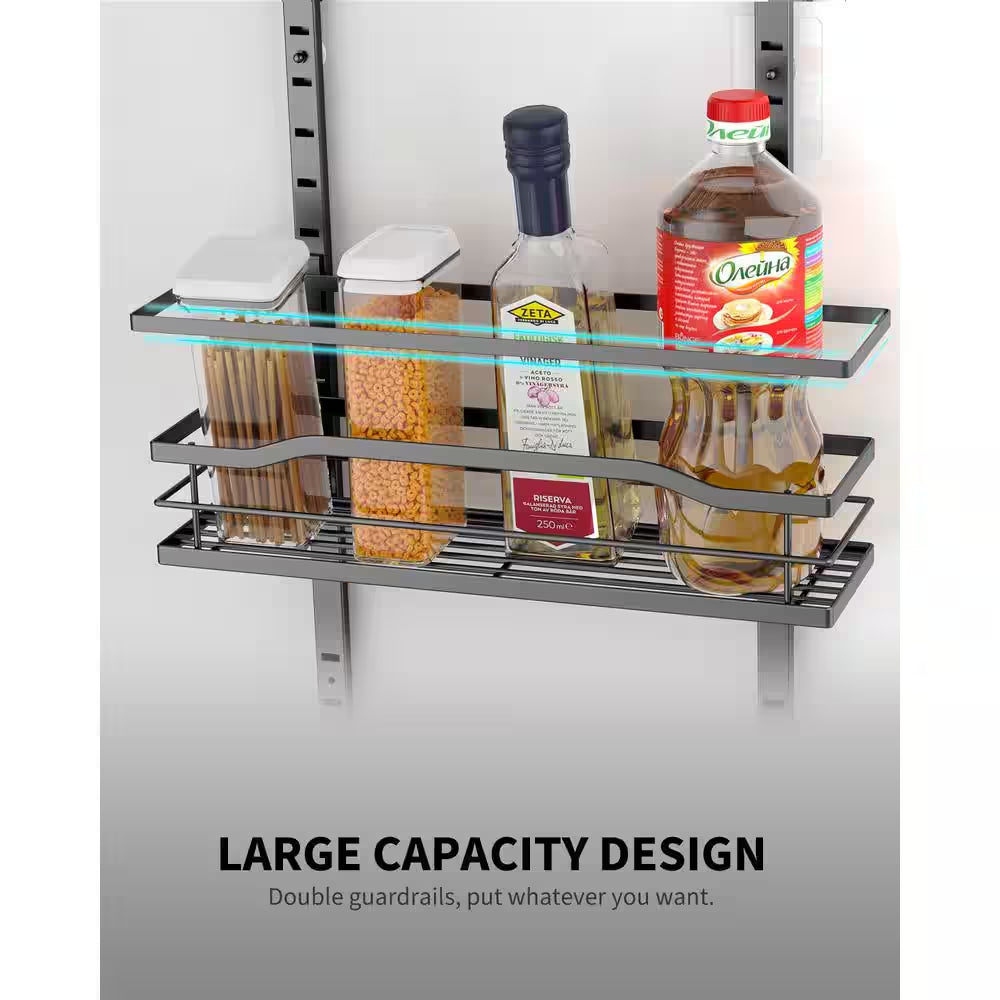 6-Tier Black over the Door Pantry Organizer, Metal Hanging Spice Rack, Pantry Organization and Storage