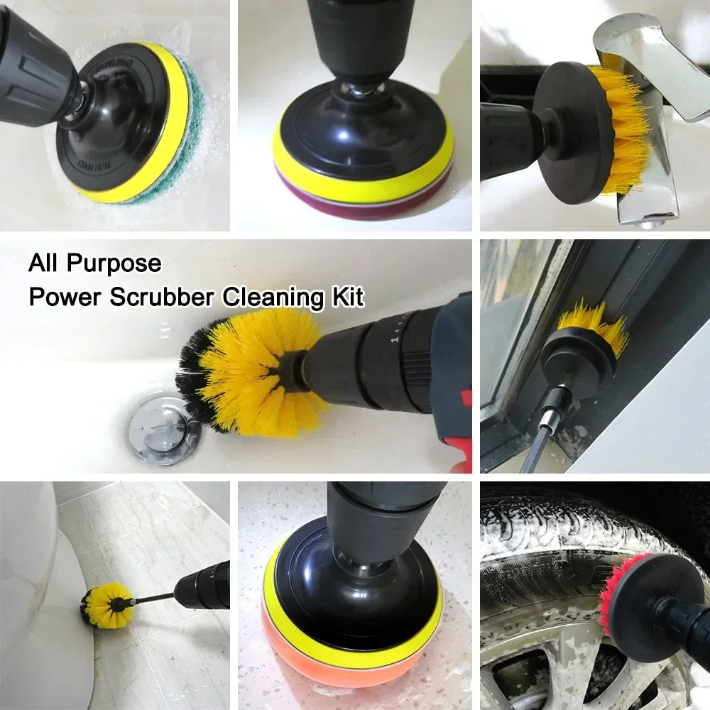 3.5'' Drill Brush Kit Electric Scrubber Brush for Cleaning Bathroom Bathtub Cleaning Brush Scrub Drill Cleaning Kit