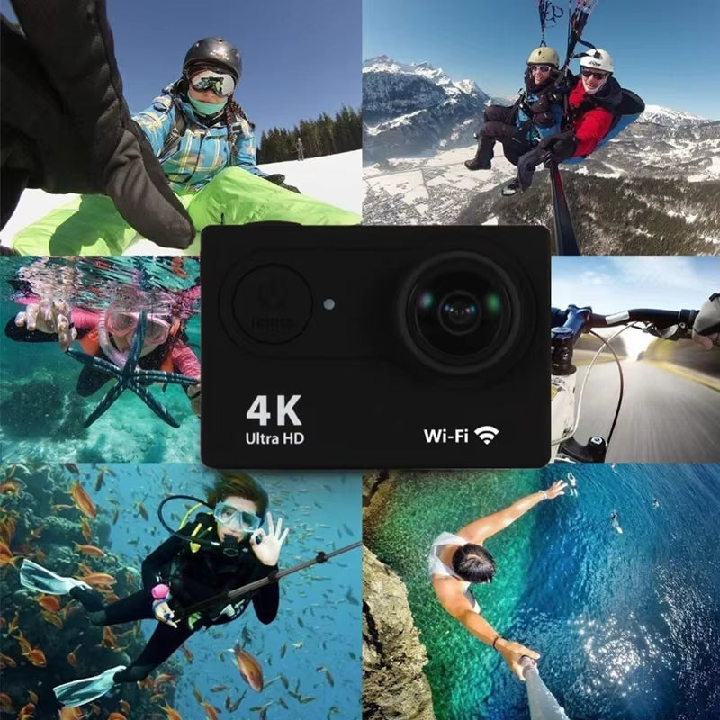 4K 1080P 30FPS Wifi Waterproof Action Camera 2 Inch Screen 170D Underwater Helmet Sports Mini Cam Outdoor Video Recording Device