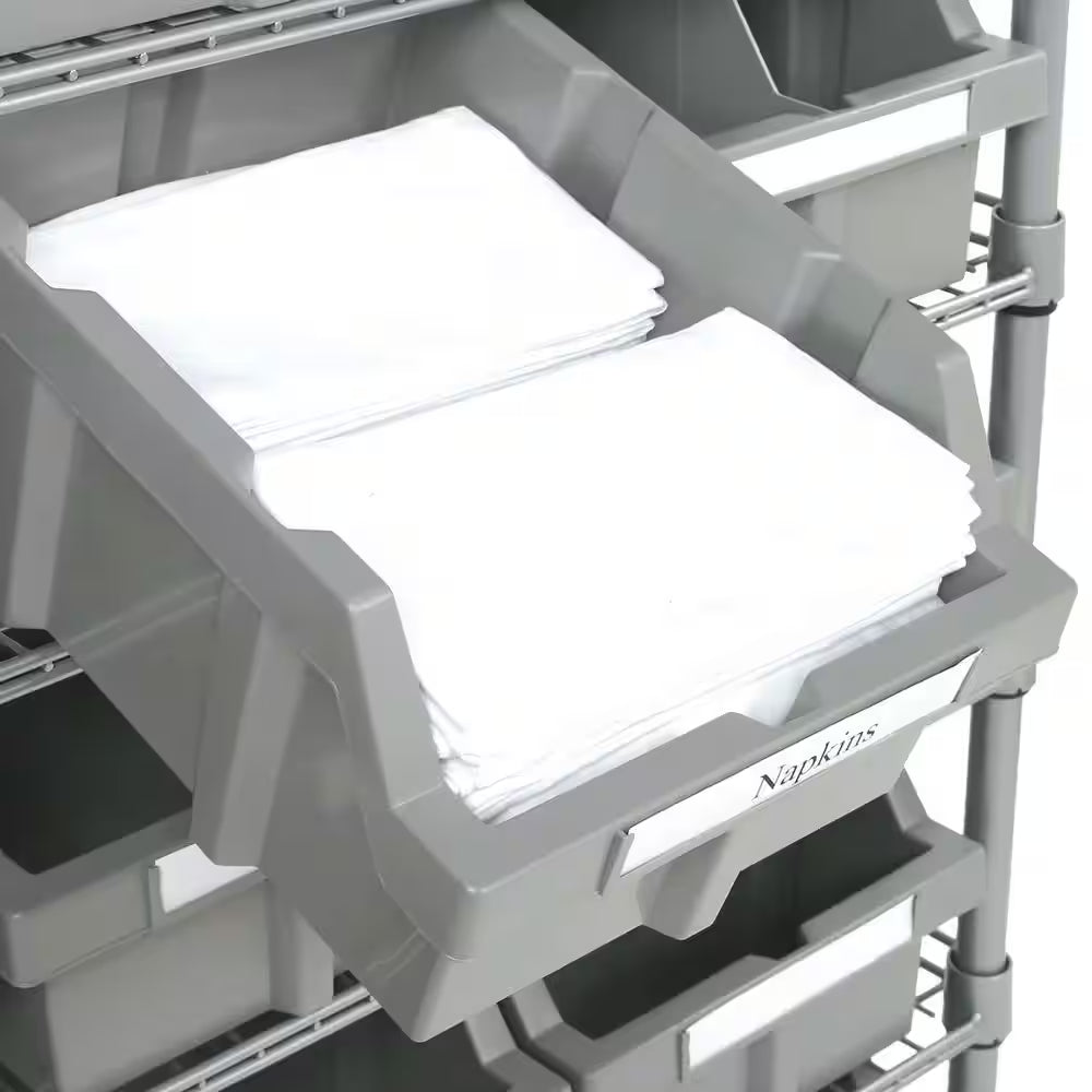 7-Tier Commercial NSF Certified 12-Bin Rack Storage System Shelving in Silver/Gray (24 In. W X 56 In. H X 14.25 In. D)