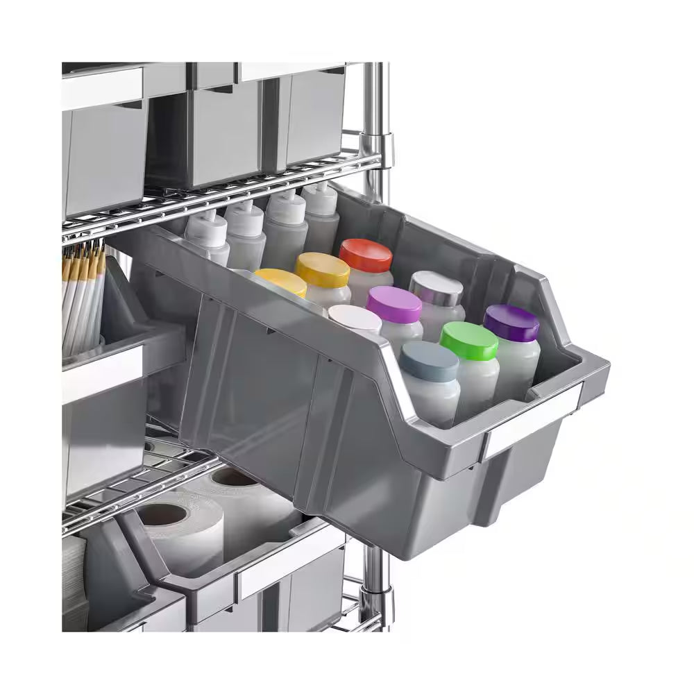 7-Tier Commercial NSF Certified 12-Bin Rack Storage System Shelving in Silver/Gray (24 In. W X 56 In. H X 14.25 In. D)