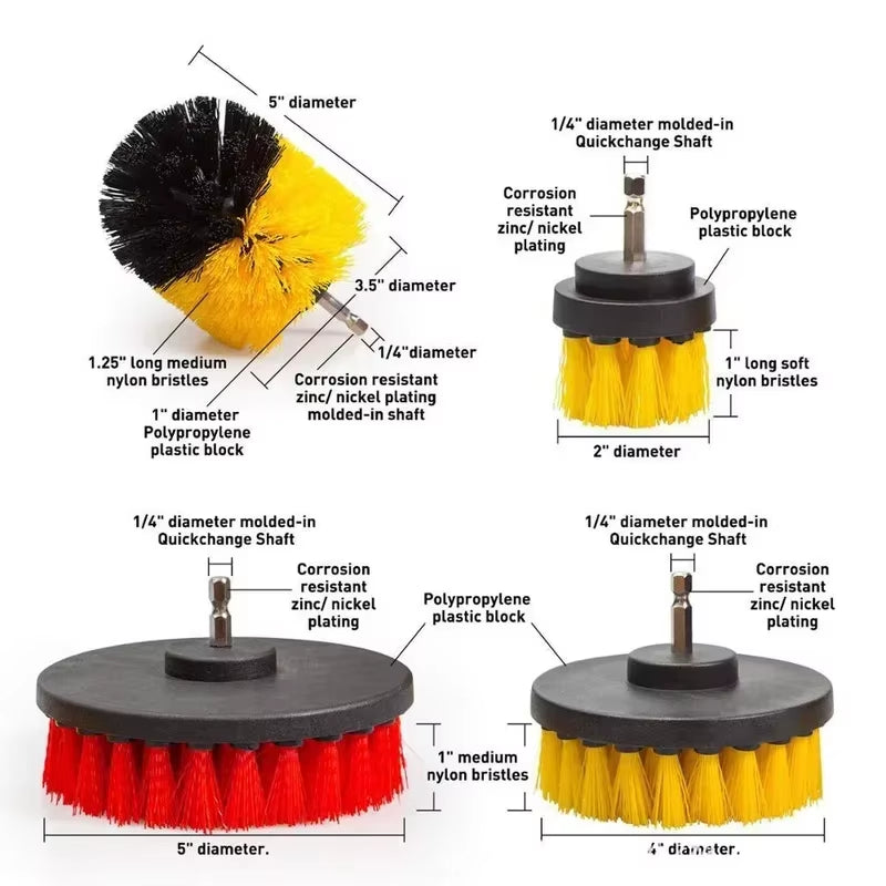 3.5'' Drill Brush Kit Electric Scrubber Brush for Cleaning Bathroom Bathtub Cleaning Brush Scrub Drill Cleaning Kit
