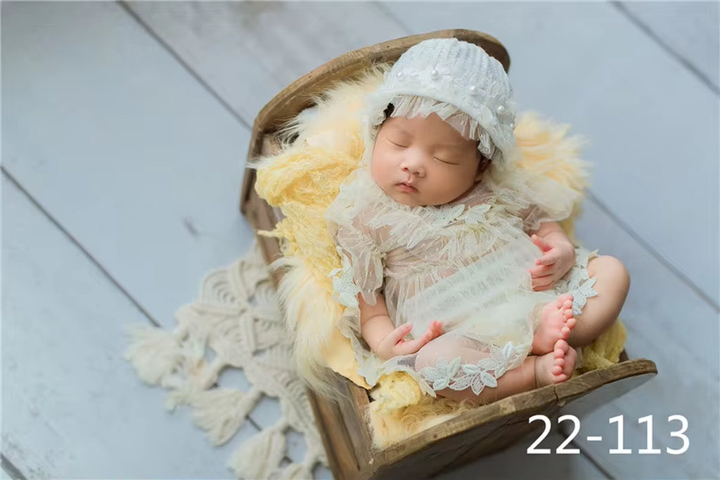 0-3Month Baby Newborn Photography Props Baby Hat Baby Girl Lace Romper Bodysuits Outfit Photography Clothing