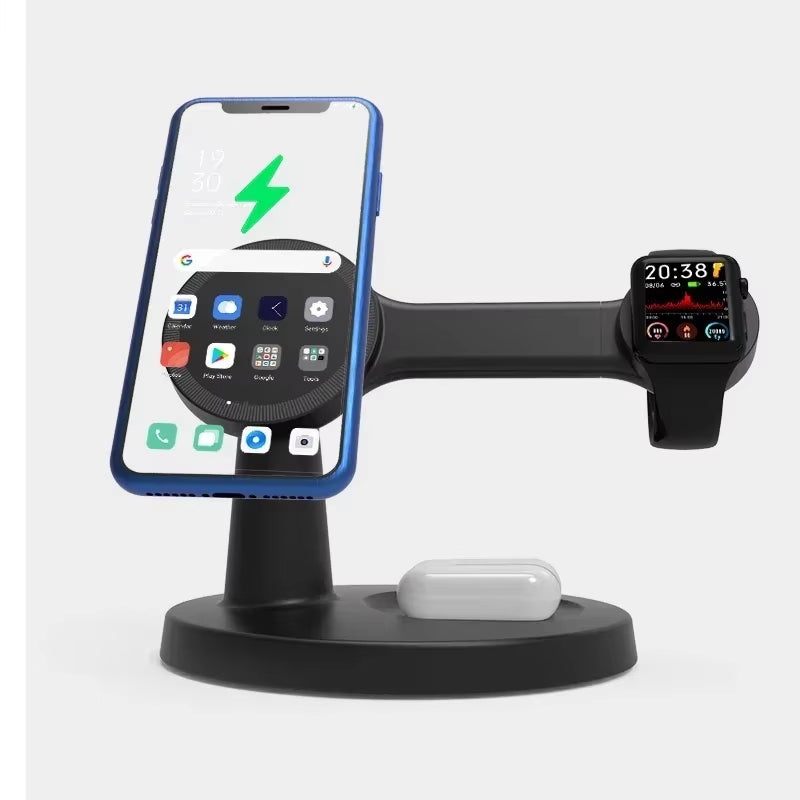 3 in 1 Magnetic Wireless Charger Stand for Iphone 17 16 15 14 Pro Max Apple Watch 9 8 Airpods Phone Holder Fast Charging Station