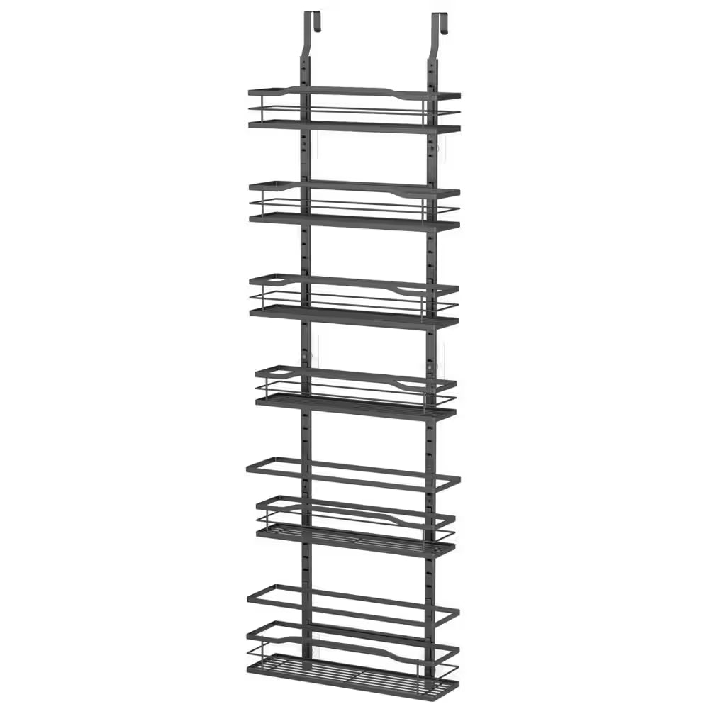 6-Tier Black over the Door Pantry Organizer, Metal Hanging Spice Rack, Pantry Organization and Storage