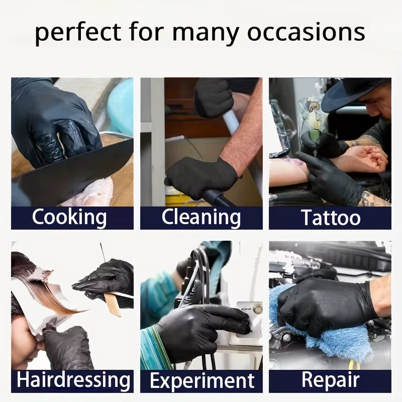 100PCS Black Nitrile Gloves Disposable Gloves for Cleaning Dishwashing Beauty Salons Gloves Tattoo Household Cleaning Supplies