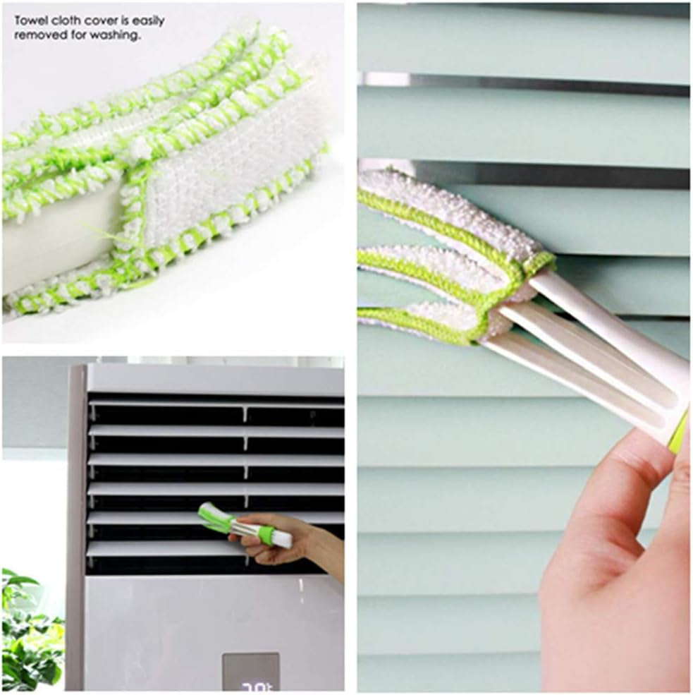 Mini Duster for Car Air Vent, Automotive Air Conditioner Cleaner and Brush, Dust Collector Cleaning Cloth Tool for Keyboard Window Leaves Blinds Shutter（Set of 2）