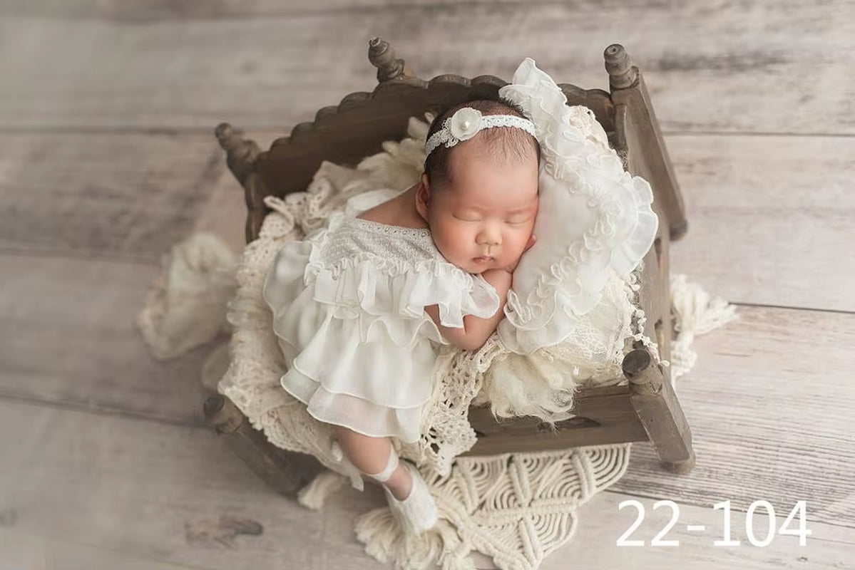 0-3Month Baby Newborn Photography Props Baby Hat Baby Girl Lace Romper Bodysuits Outfit Photography Clothing