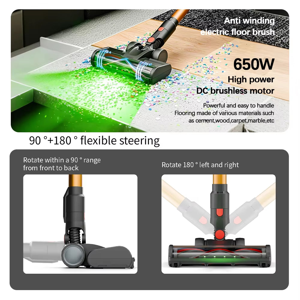 V22 Cordless Vacuum Cleaner 650W 55000PA Home Appliance Handheld Vacuum Cleaner Cleaning Supplies Removable Battery