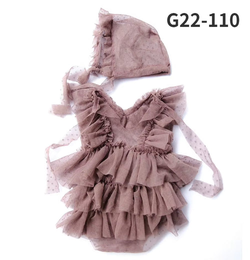 0-3Month Baby Newborn Photography Props Baby Hat Baby Girl Lace Romper Bodysuits Outfit Photography Clothing