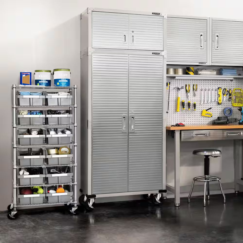 7-Tier Commercial NSF Certified 12-Bin Rack Storage System Shelving in Silver/Gray (24 In. W X 56 In. H X 14.25 In. D)