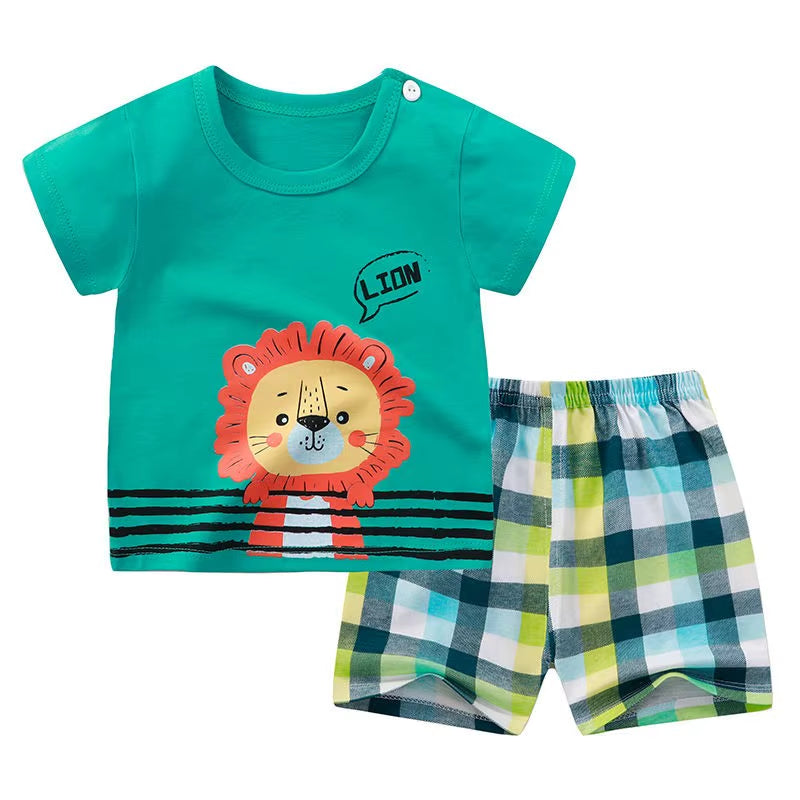 Summer Baby Kids Short Sleeves+Shorts Baby Boy Fashion Clothing Sets Baby Girl Lovely Clothing Outfits