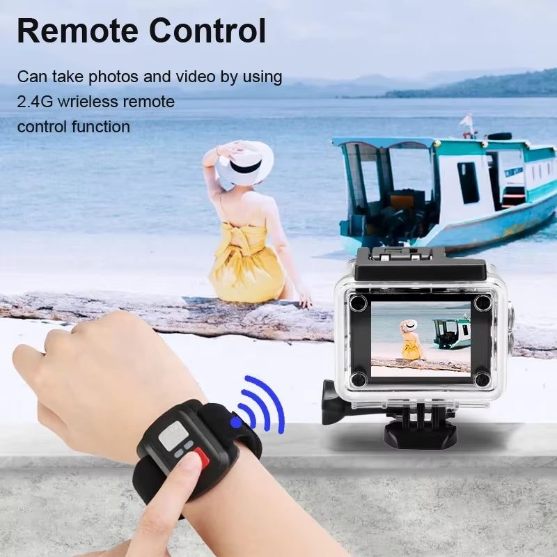 4K 1080P 30FPS Wifi Waterproof Action Camera 2 Inch Screen 170D Underwater Helmet Sports Mini Cam Outdoor Video Recording Device
