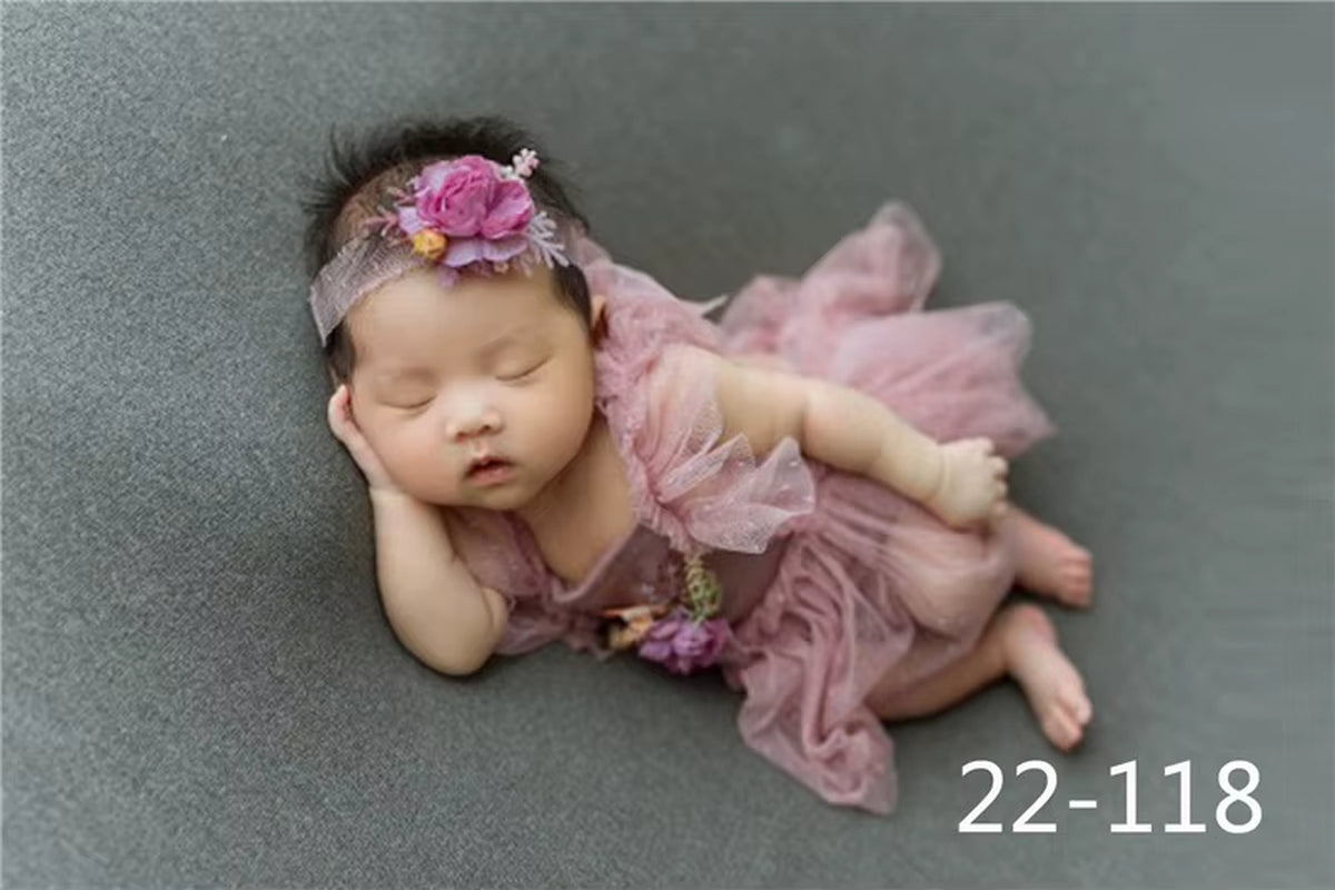 0-3Month Baby Newborn Photography Props Baby Hat Baby Girl Lace Romper Bodysuits Outfit Photography Clothing