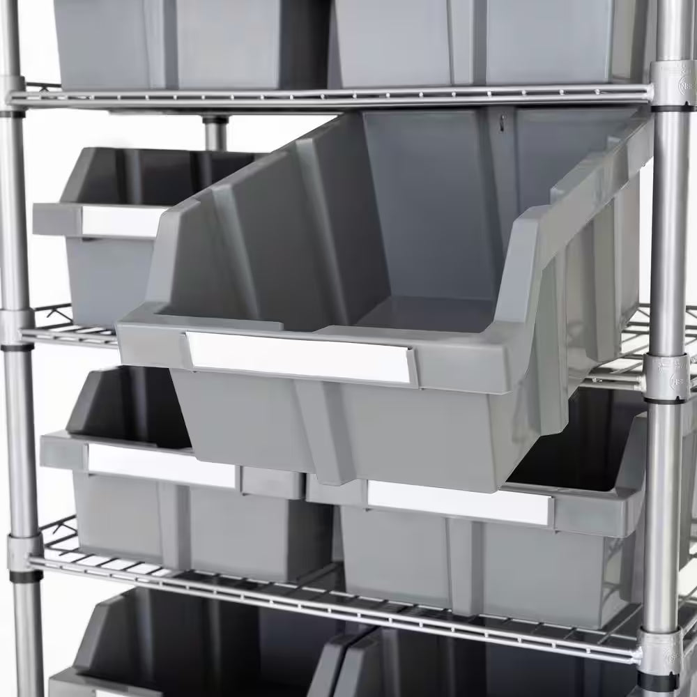 7-Tier Commercial NSF Certified 12-Bin Rack Storage System Shelving in Silver/Gray (24 In. W X 56 In. H X 14.25 In. D)